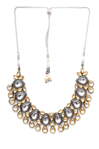 Dual Toned Kundan Embellished Necklace 