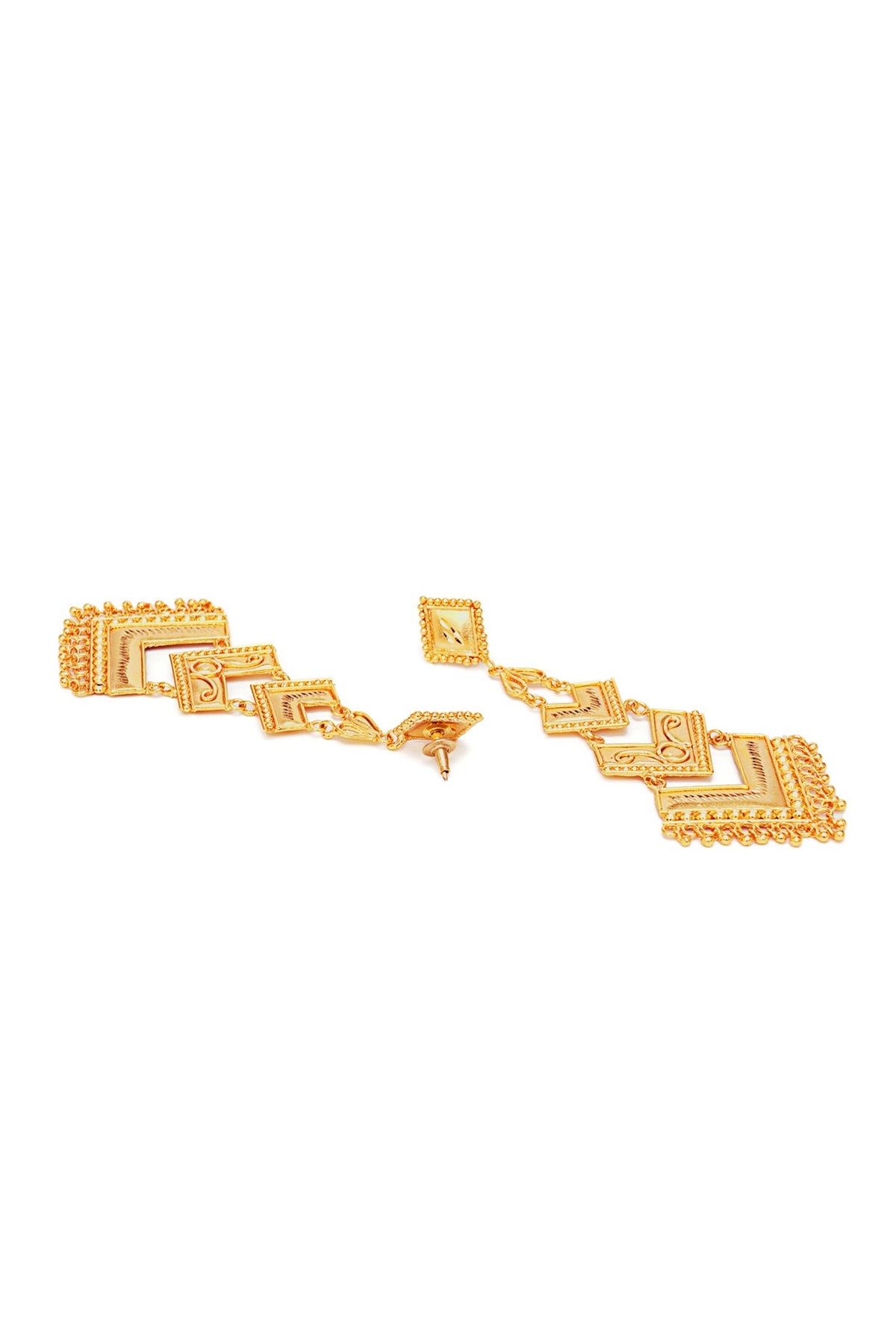 Geometric Carved Chandelier Earrings 