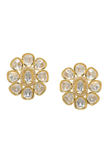 Floral Round Kundan Embellished Studs 