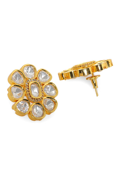 Floral Round Kundan Embellished Studs 