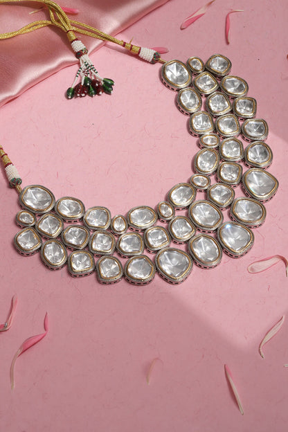 Silver Crystal Maharani Layered Choker 