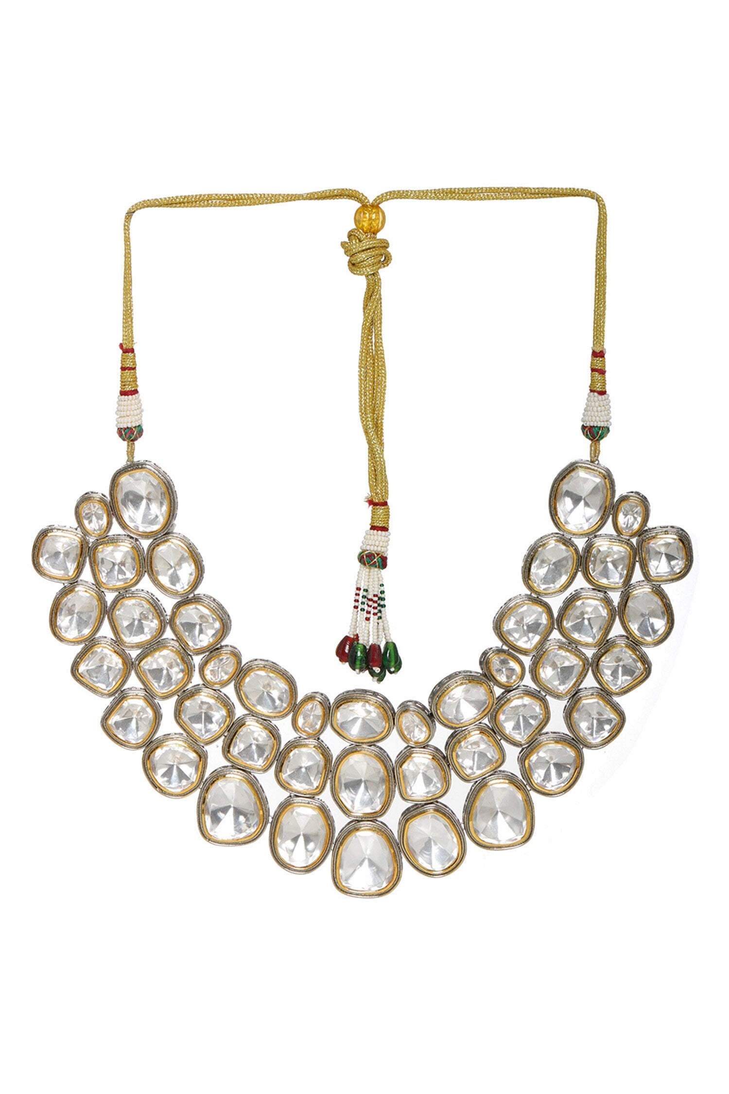 Silver Crystal Maharani Layered Choker 
