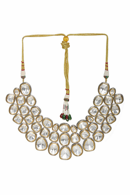 Silver Crystal Maharani Layered Choker 