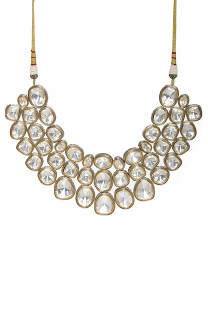 Silver Crystal Maharani Layered Choker 