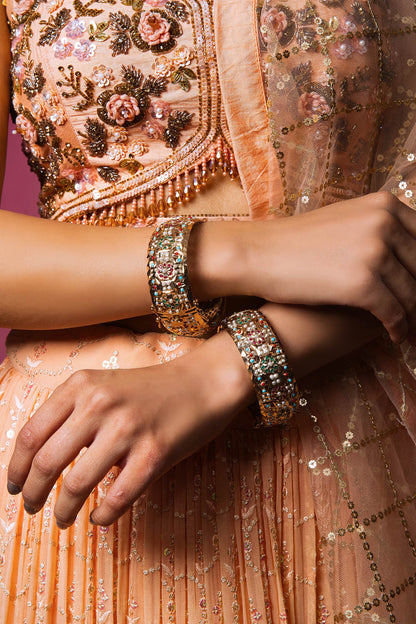 Navratna Jadau Bangles- Set Of 2 