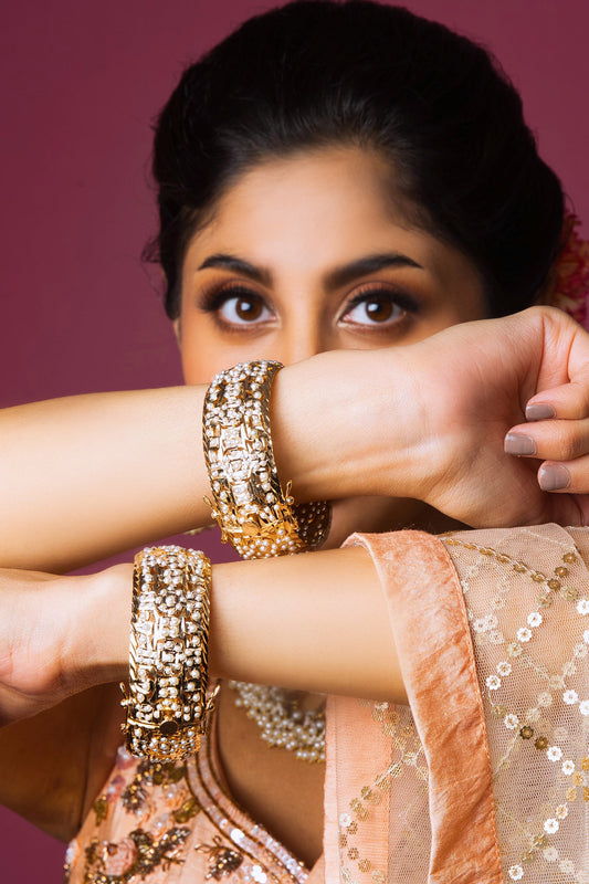 Pearl Jadau Bangles- Set Of 2 