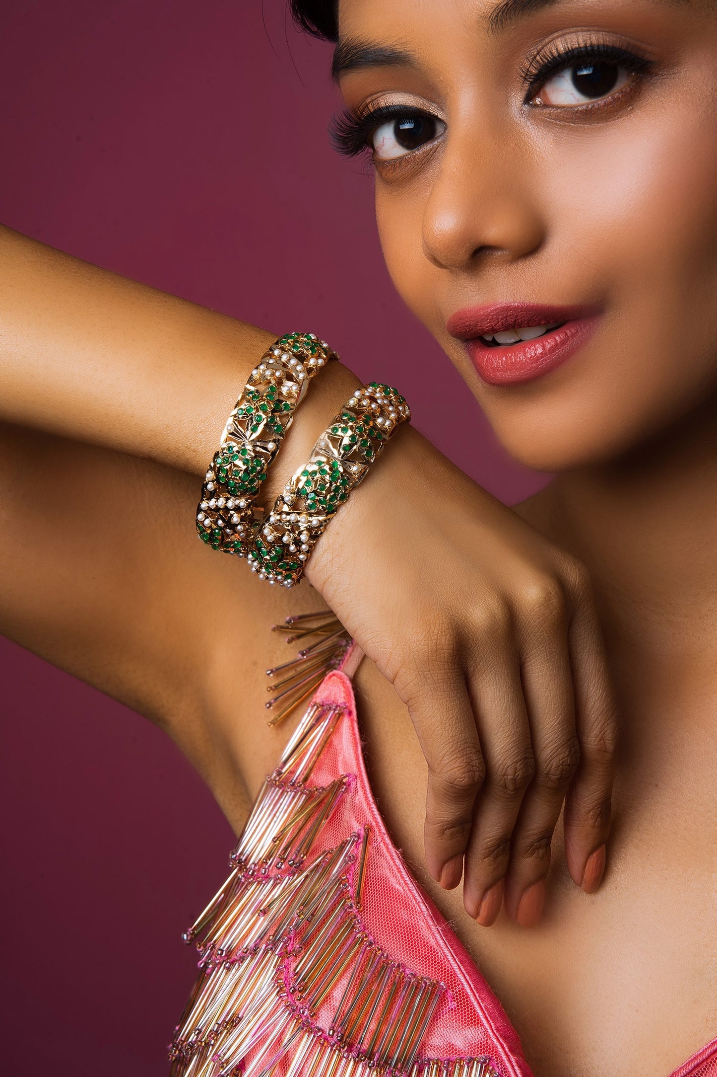 Jadau Stones Embellished Bangles - Set Of 2 