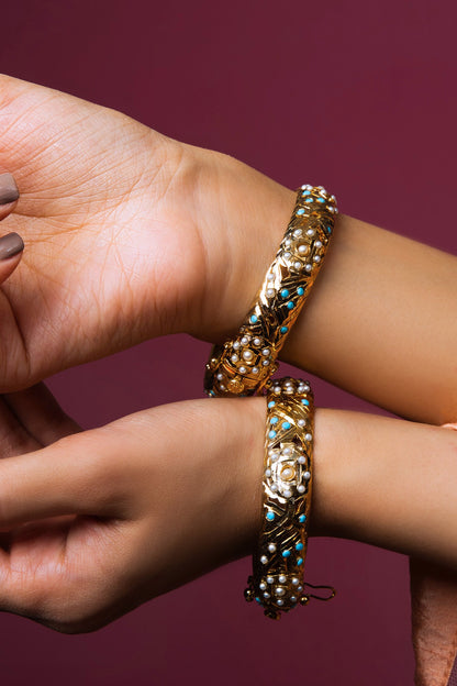 Jadau Stone Embellished Bangles - Set Of 2 