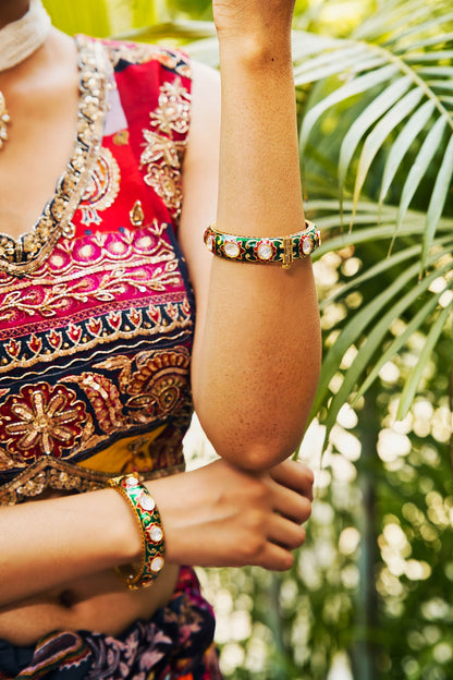 Meenakari Embellished Bangles - Set Of 2 