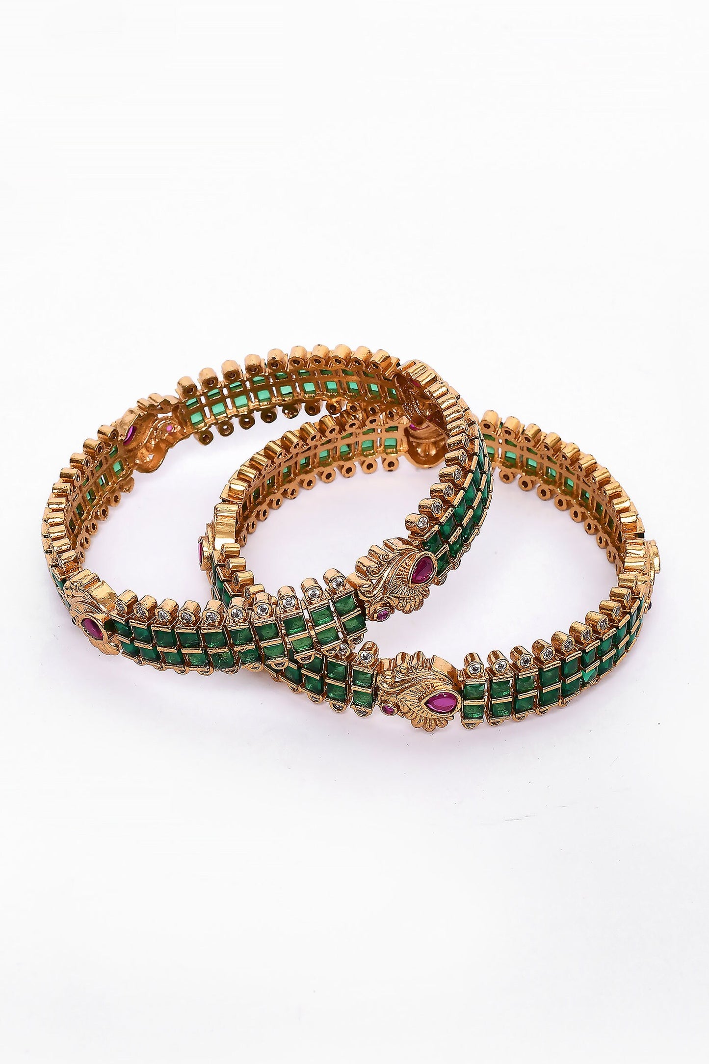 Artificial Stone Embellished Bangles 2Pcs 
