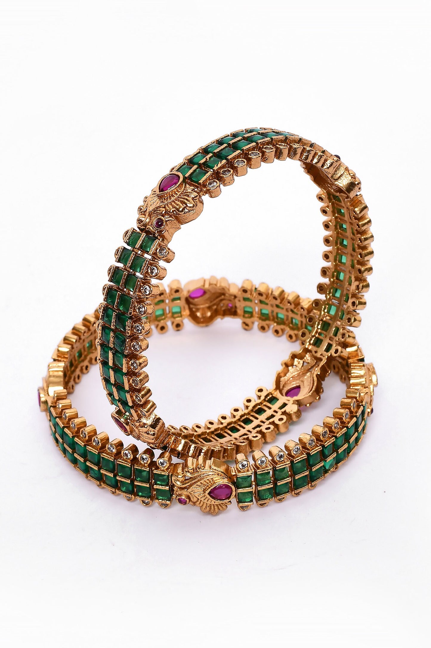 Artificial Stone Embellished Bangles 2Pcs 