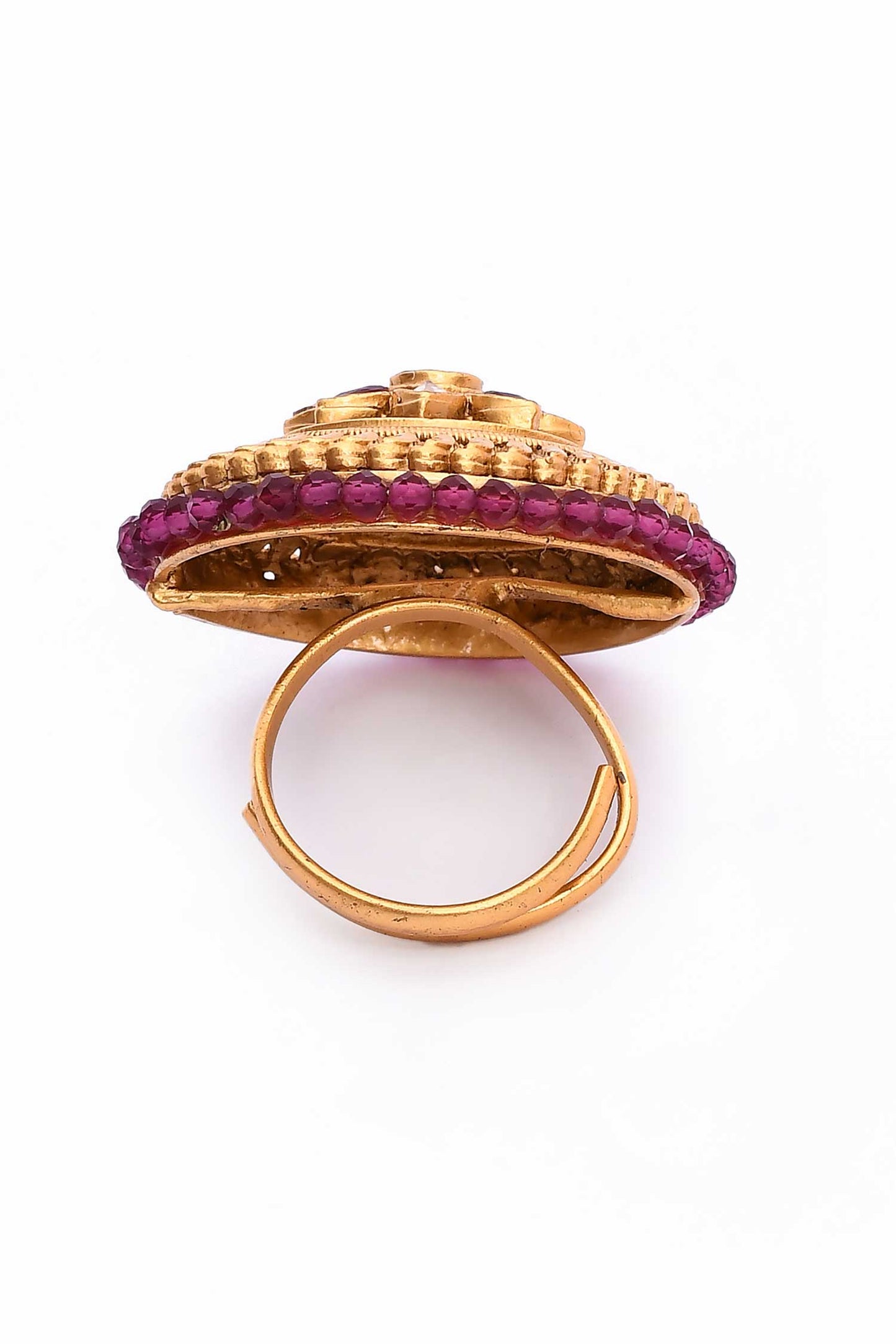 Flora Carved Kundan Ring 