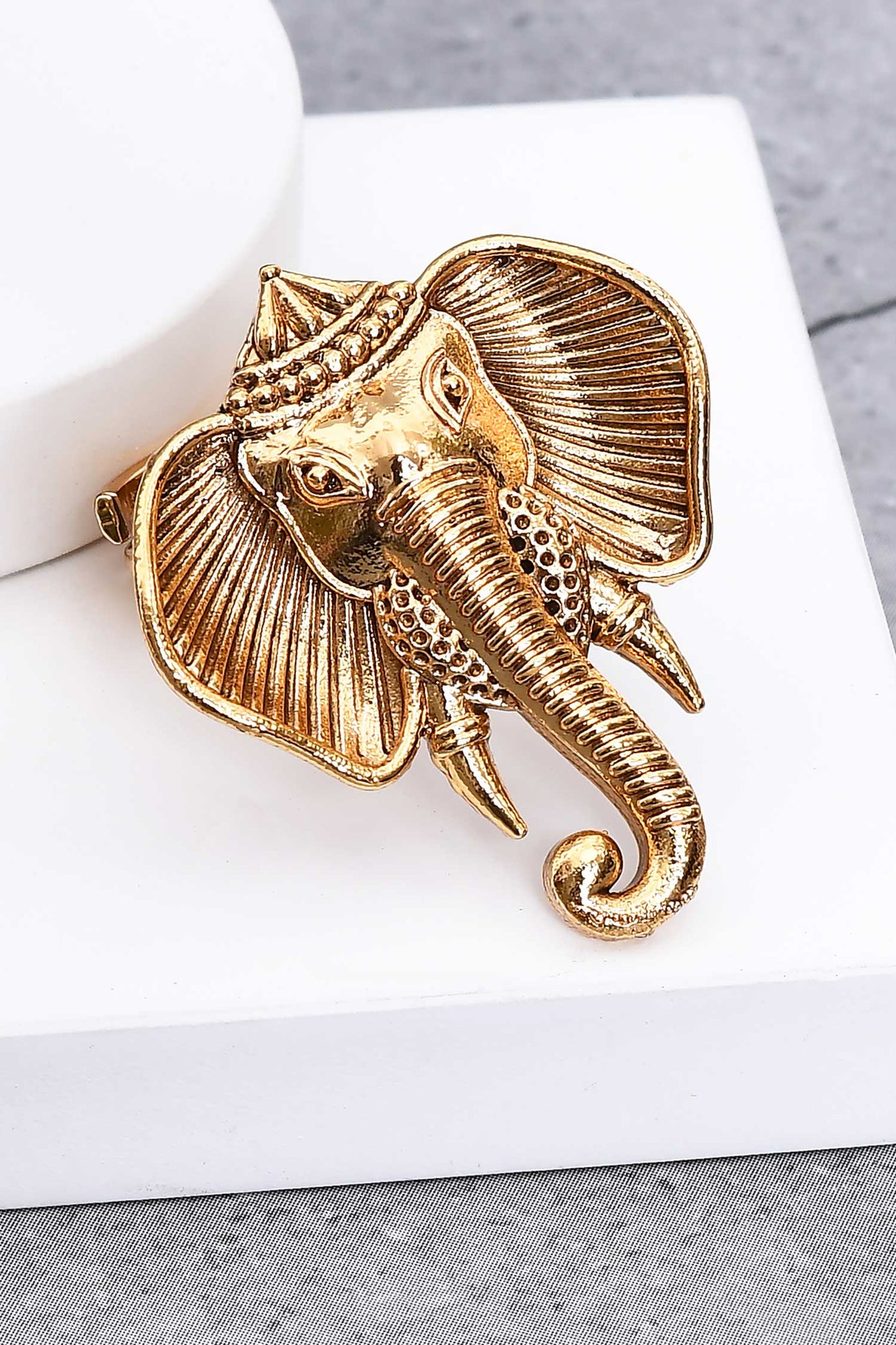 Gajamukh Carved Ring 