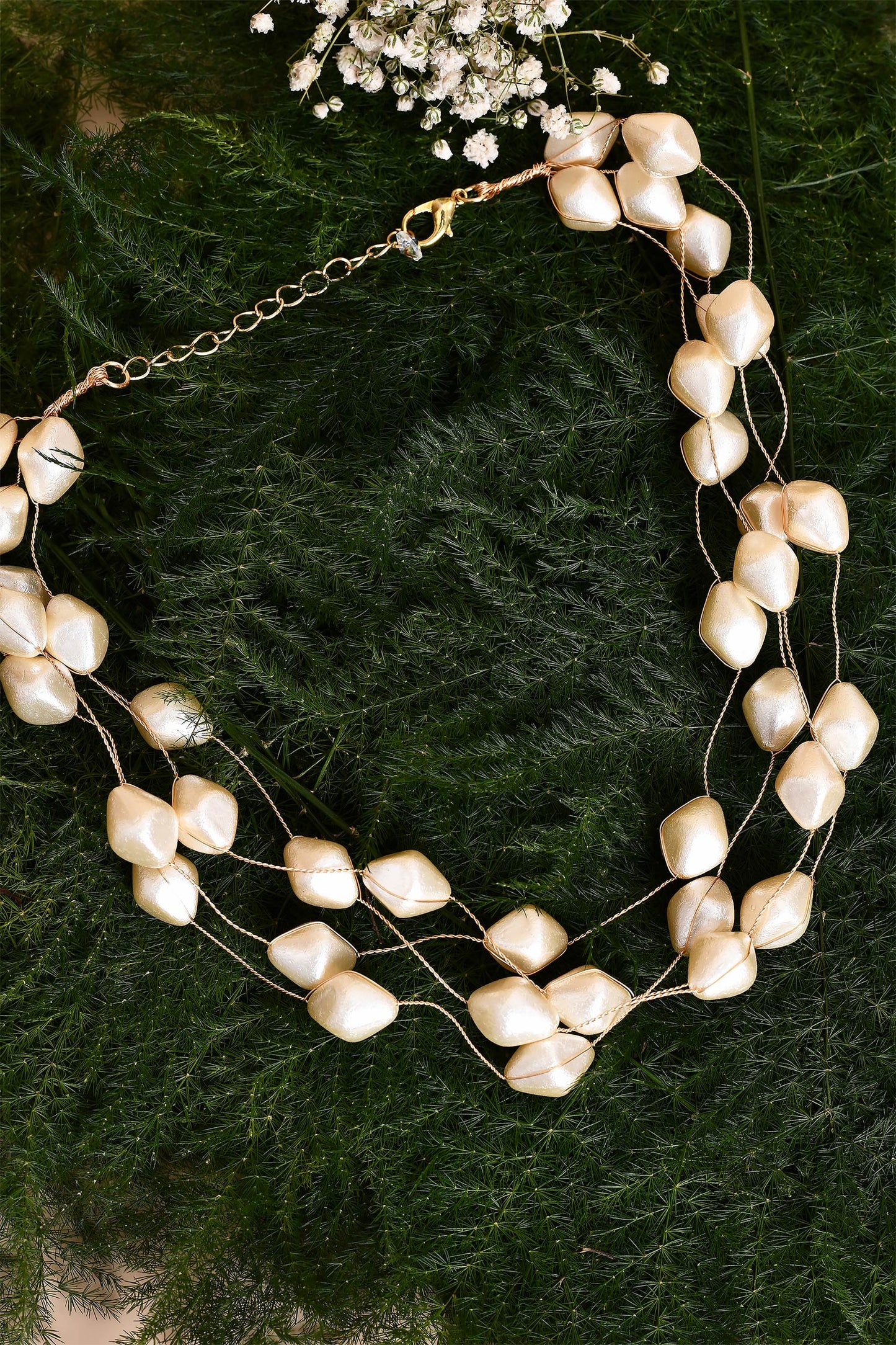 Pearl Zircon Embellished Layered Necklace 