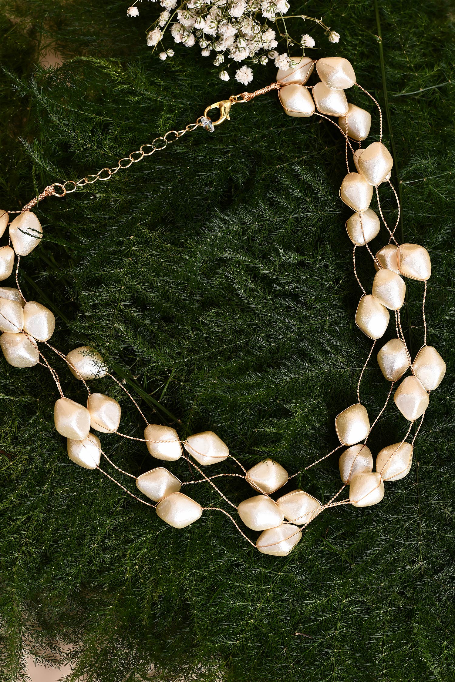 Pearl Zircon Embellished Layered Necklace 
