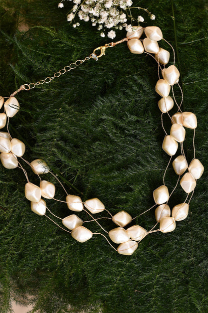 Pearl Zircon Embellished Layered Necklace 