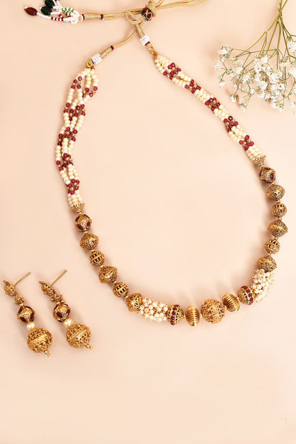 Bead Embellished Necklace Set 