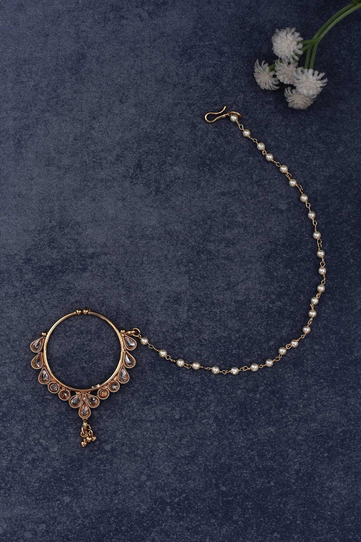 Tear Drop Carved Nose Ring 