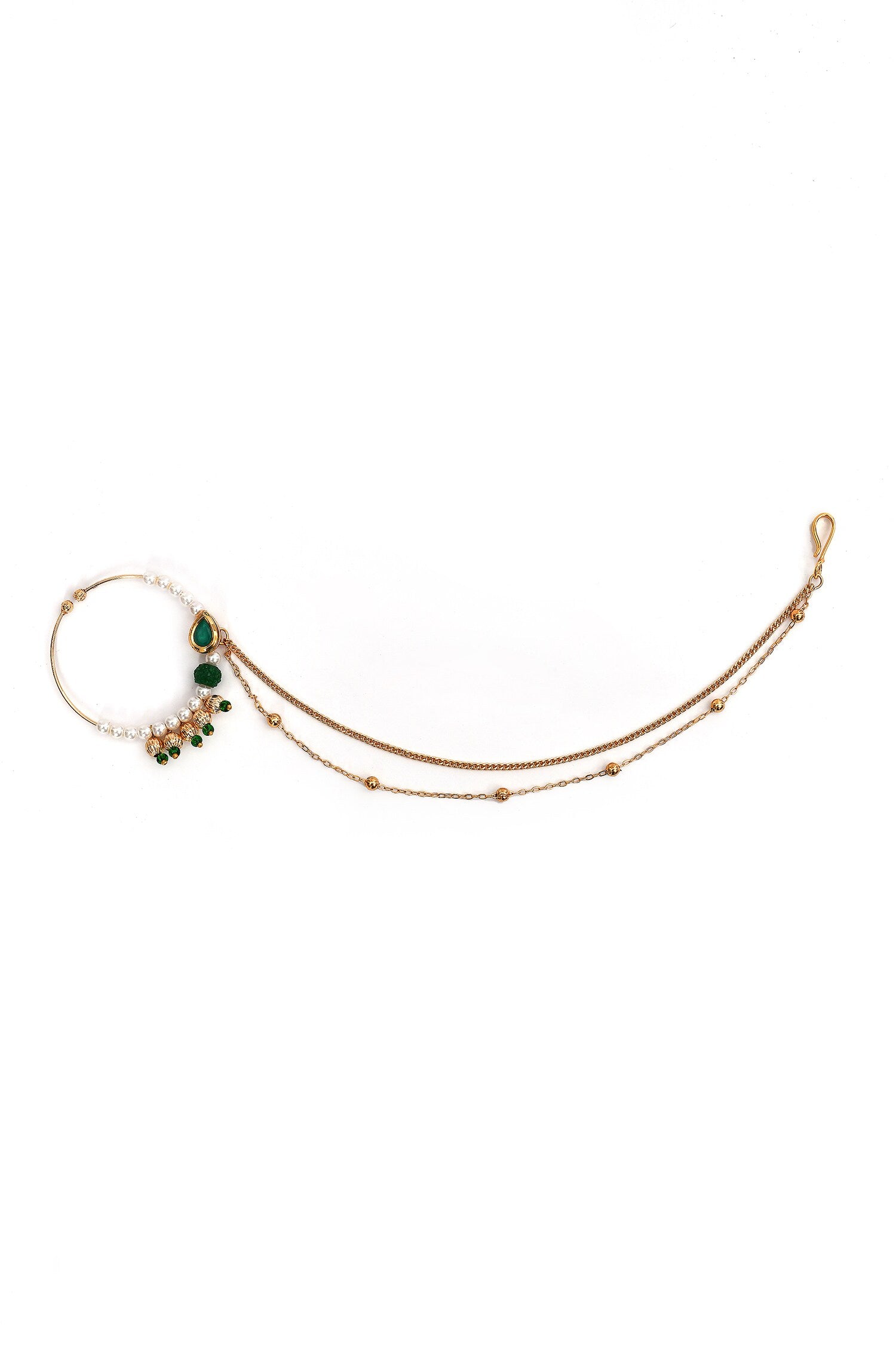 Polki Embellished Carved Nose Ring 