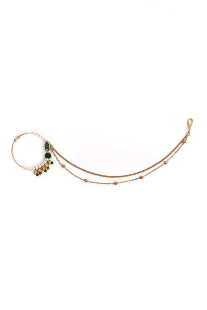Polki Embellished Carved Nose Ring 