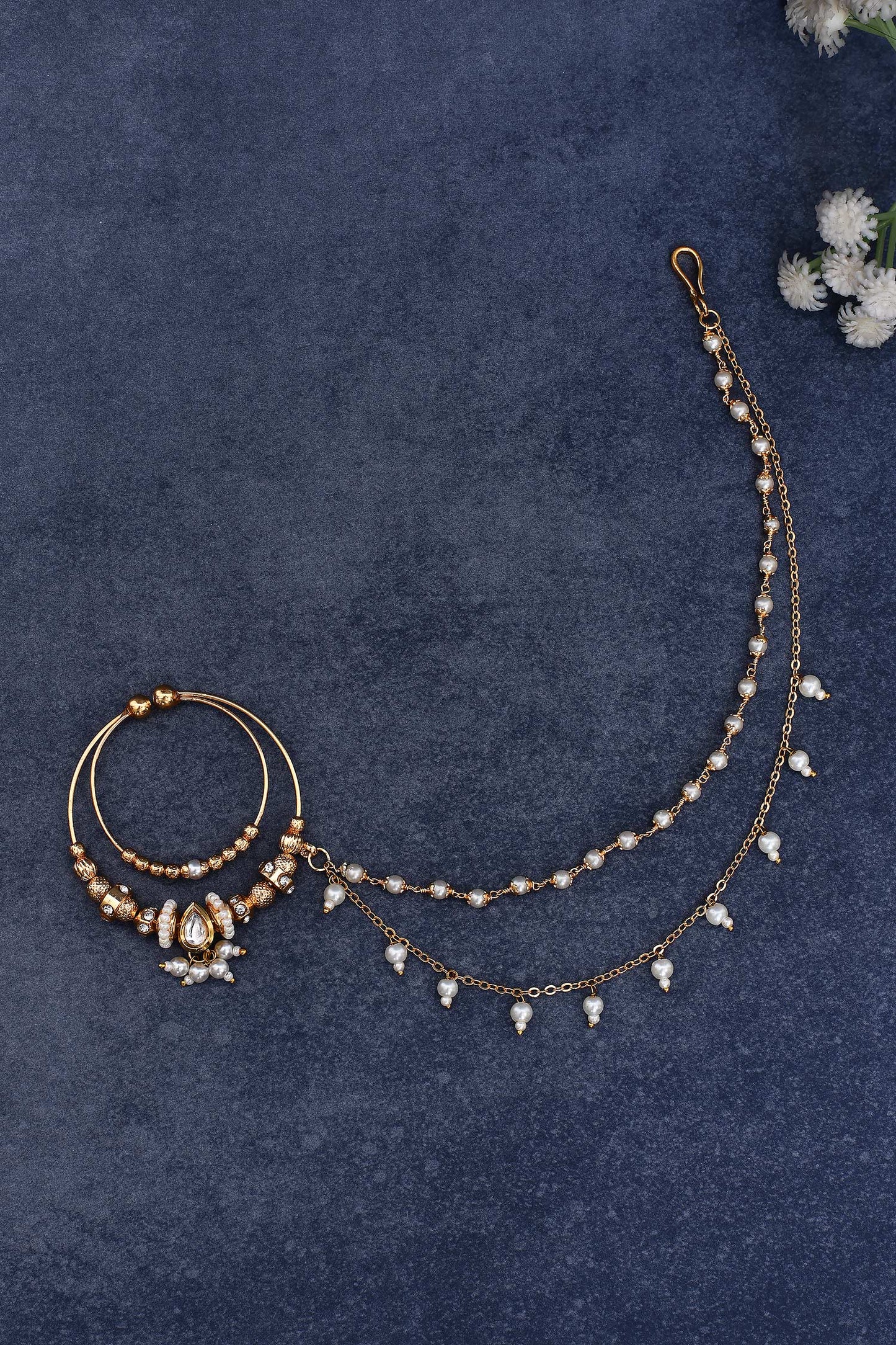 Polki Carved Nose Ring 