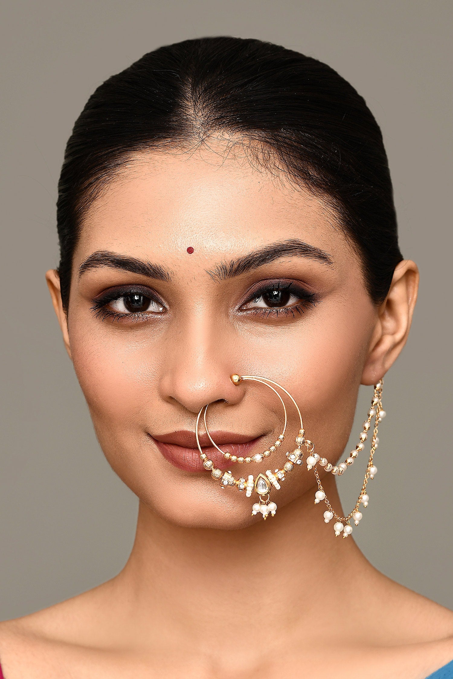 Polki Carved Nose Ring 