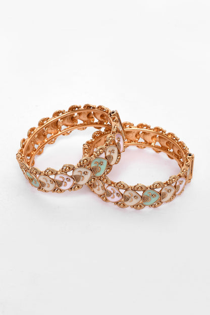 Spade Bloom Stone Embellished Bangles 2Pcs 