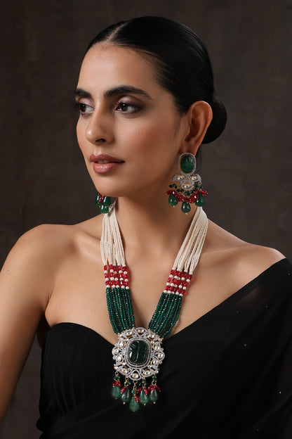 Vintage Embellished Long Necklace Set 