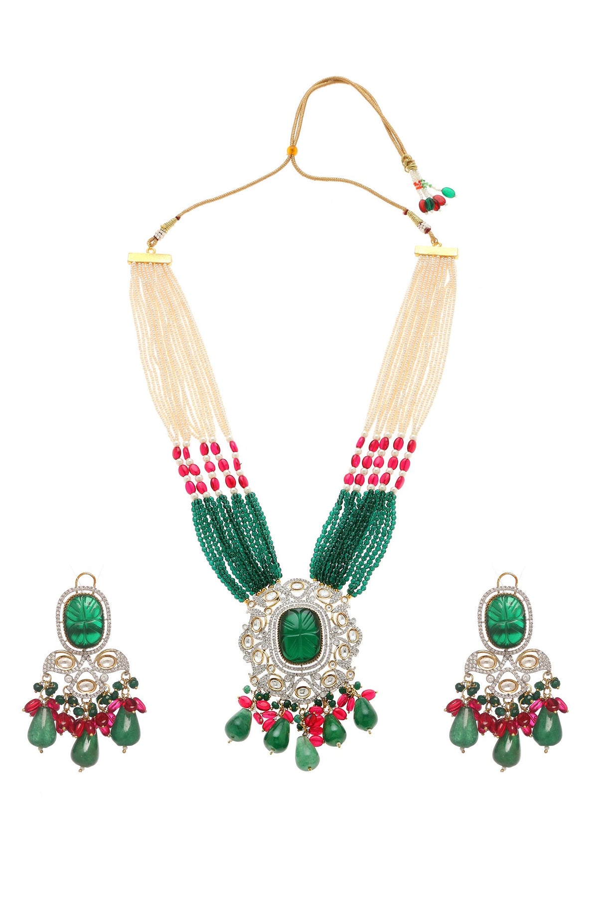 Vintage Embellished Long Necklace Set 