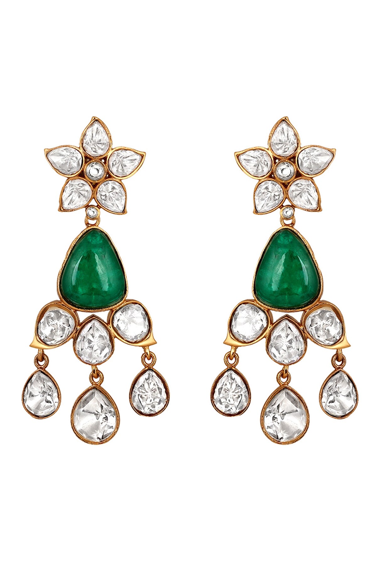 Moissanite Kundan Polki Embellished Dangler Earrings 