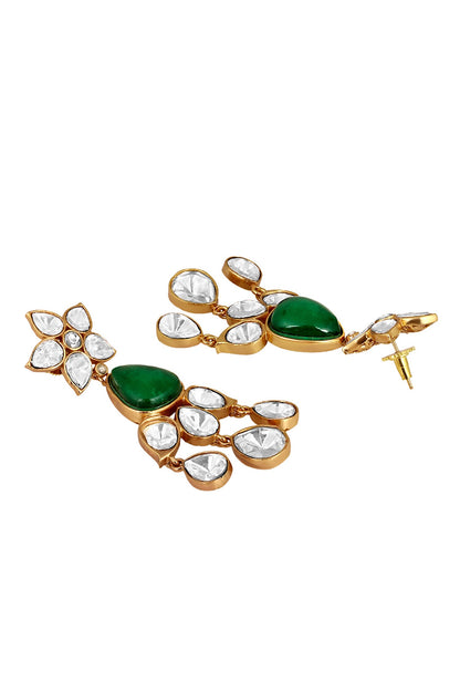Moissanite Kundan Polki Embellished Dangler Earrings 