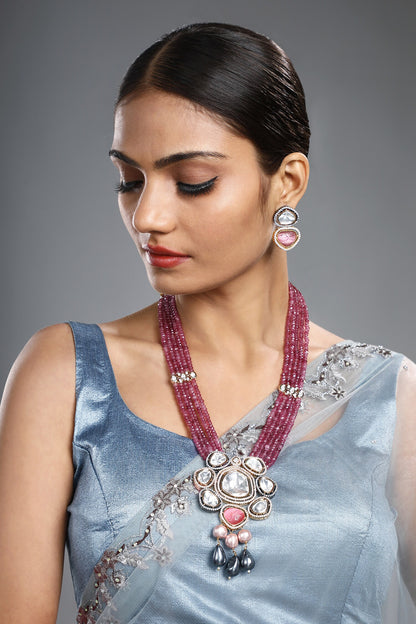 Zirconia Embellished Pendant Necklace Set 