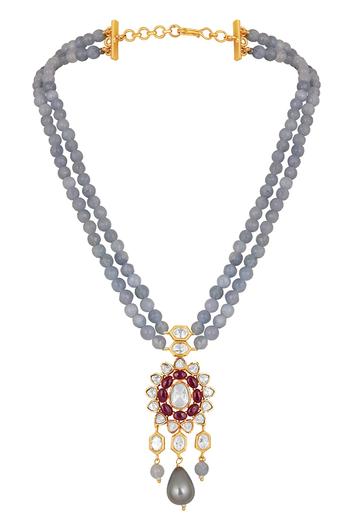 Agate Embellished Pendant Choker Necklace Set 