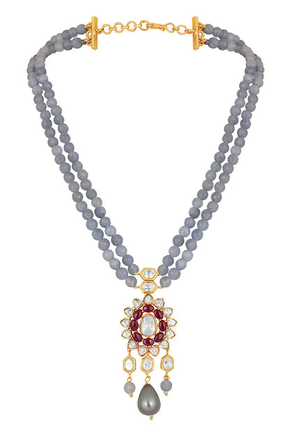Agate Embellished Pendant Choker Necklace Set 