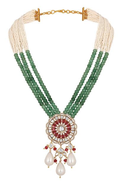 Agate Embellished Pendant Necklace Set 