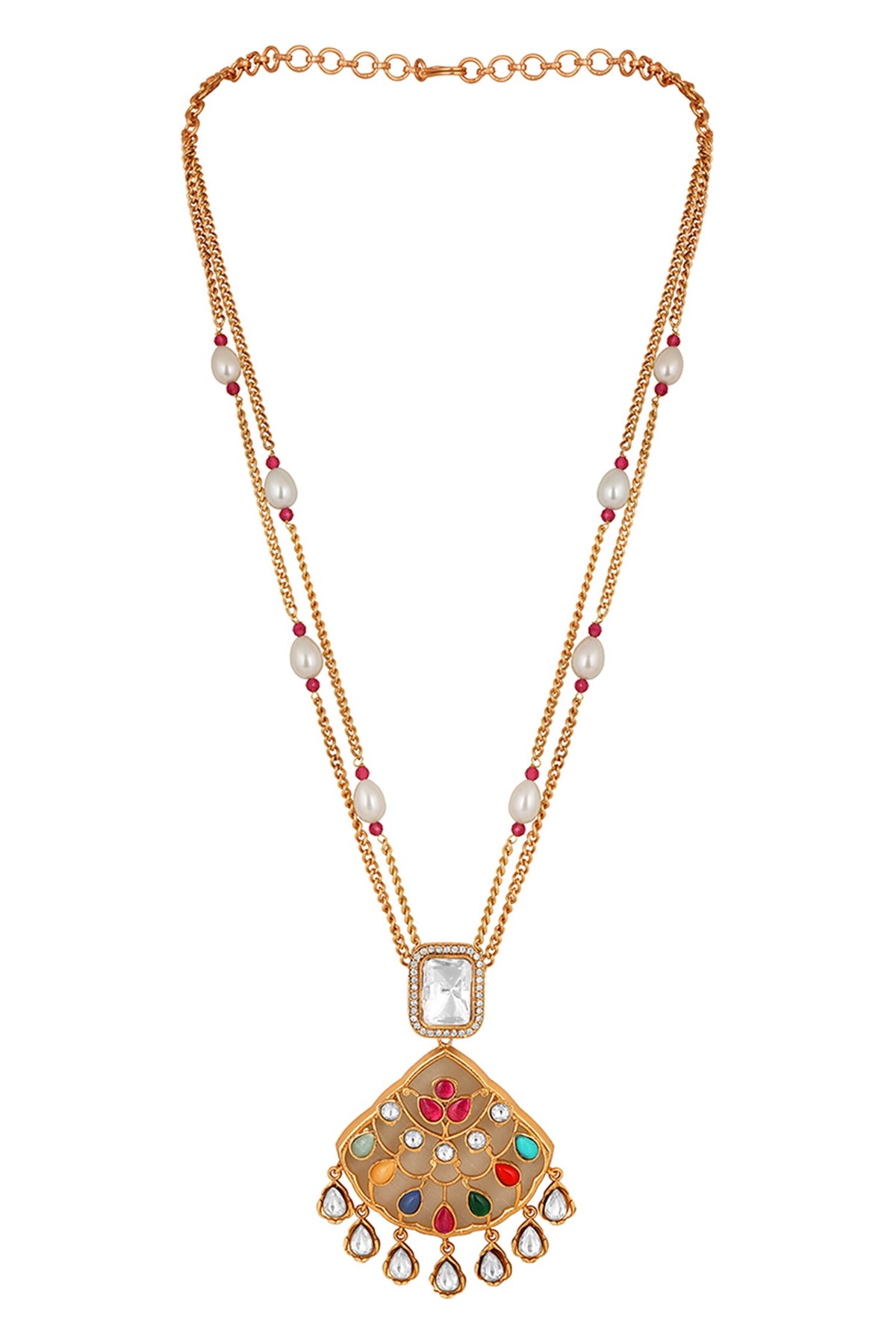 Zirconia Work Pendant Necklace Set 