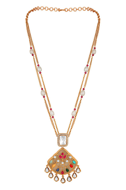 Zirconia Work Pendant Necklace Set 