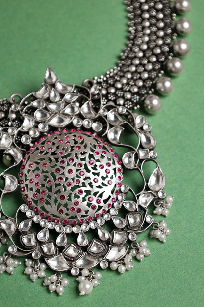 Ambrosia Kundan & Stone Embellished Fusion Necklace 