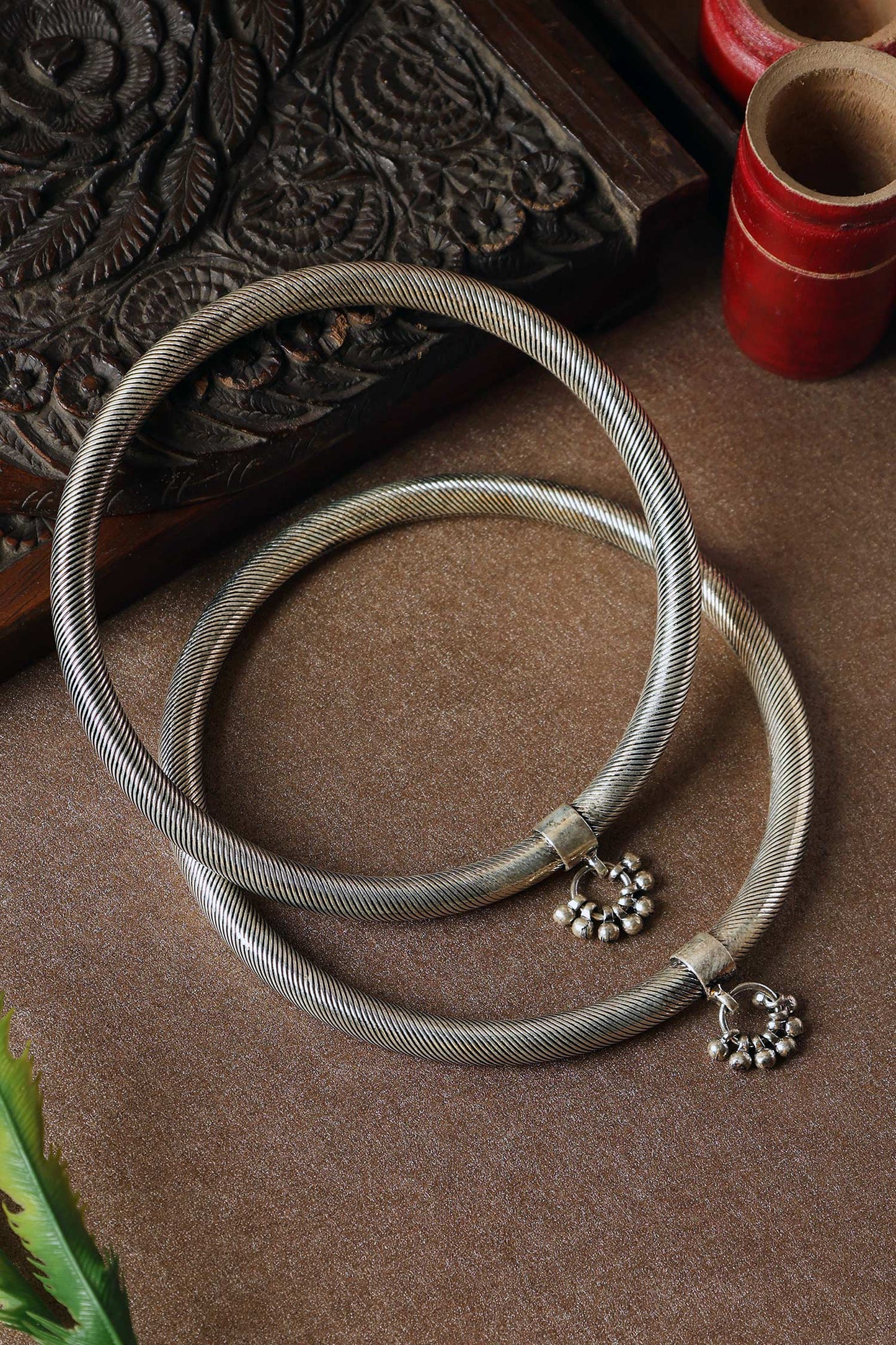 Textured Round Leg Kada-Set Of 2 