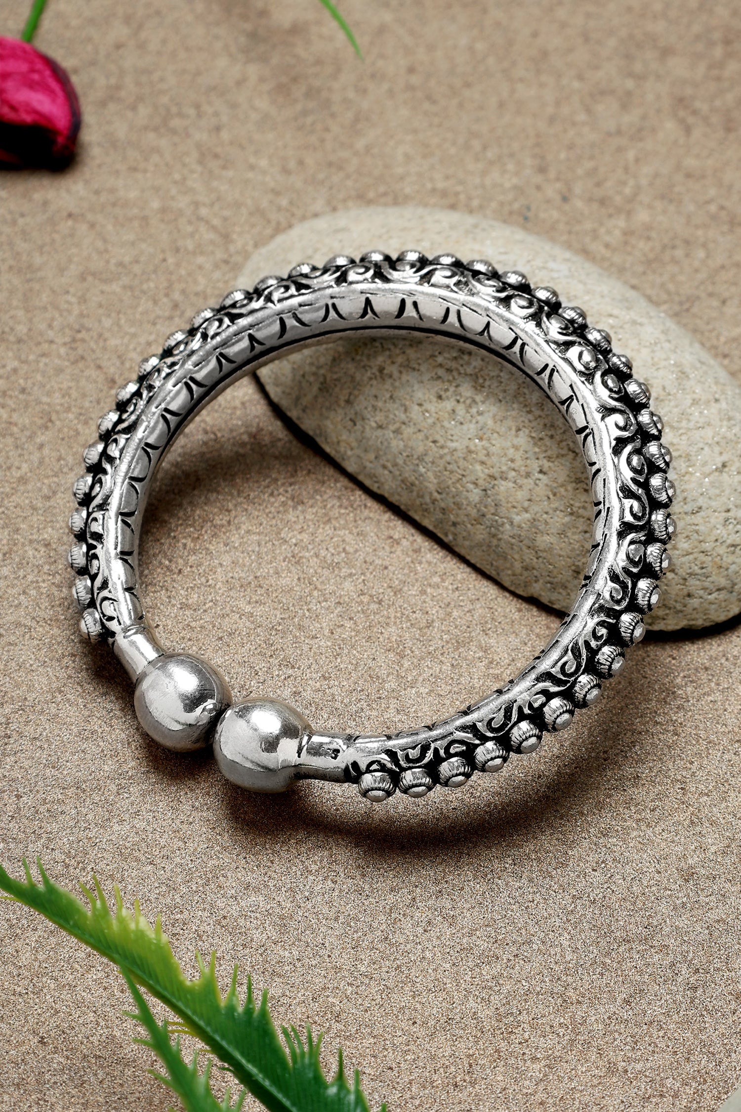 Carved Beads Embellished Kada 