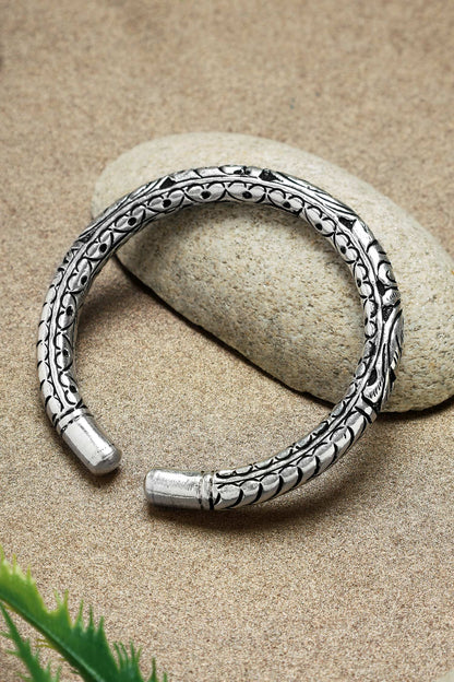 Tribal Carved Silver Kada 