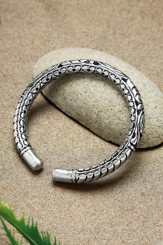Tribal Carved Silver Kada 