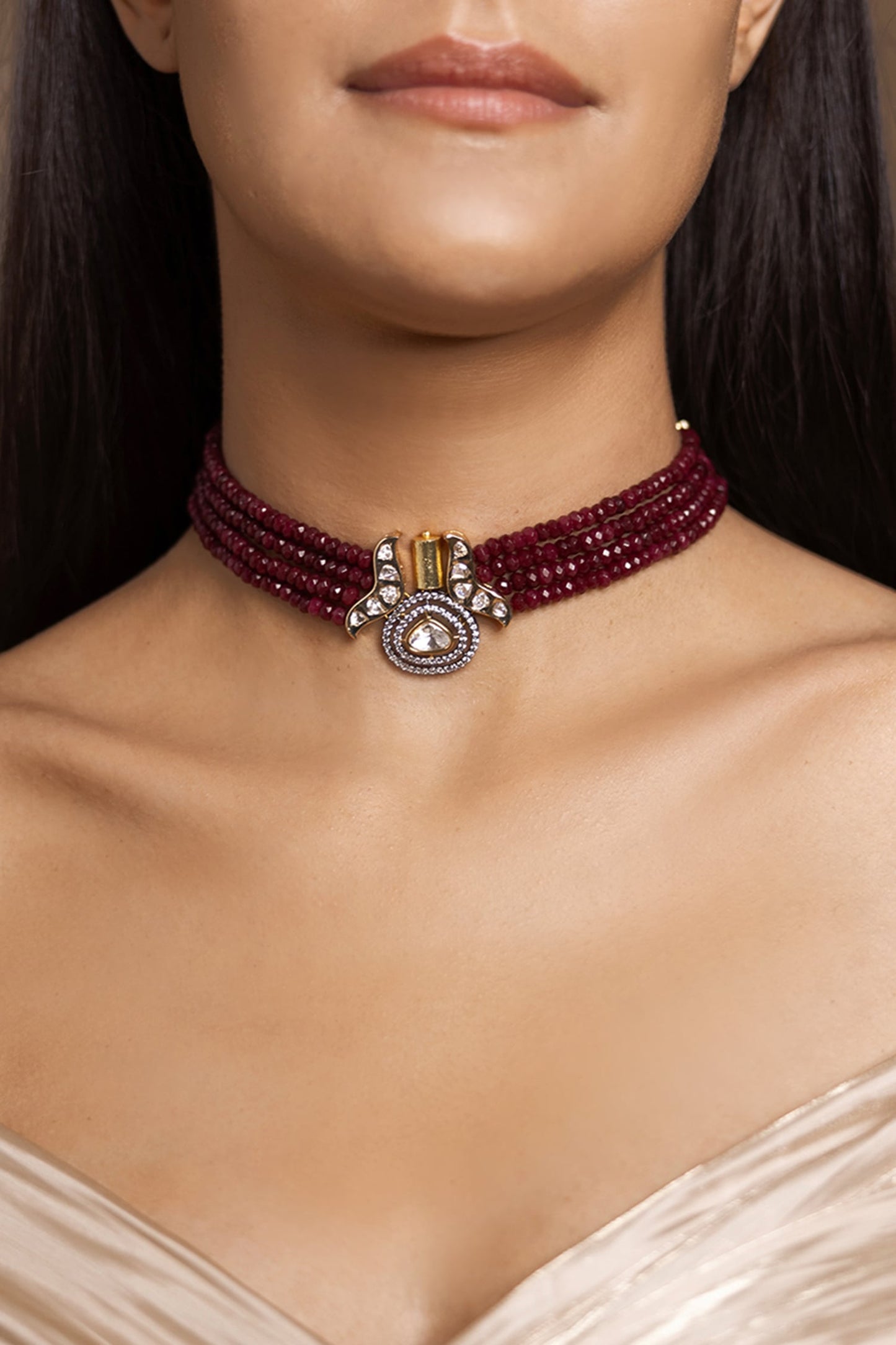 Bold Beaded Multistrand Necklace 