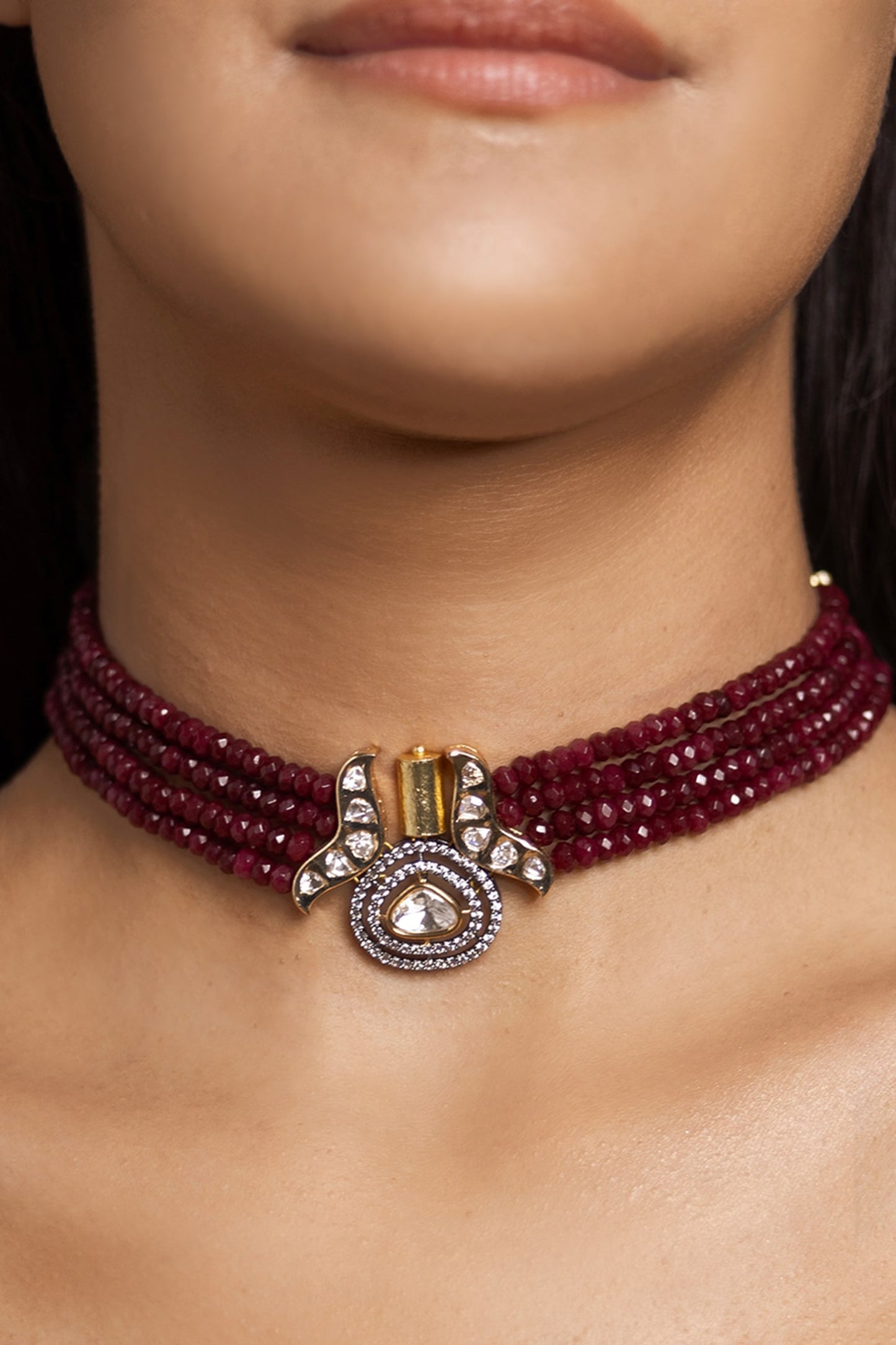 Bold Beaded Multistrand Necklace 