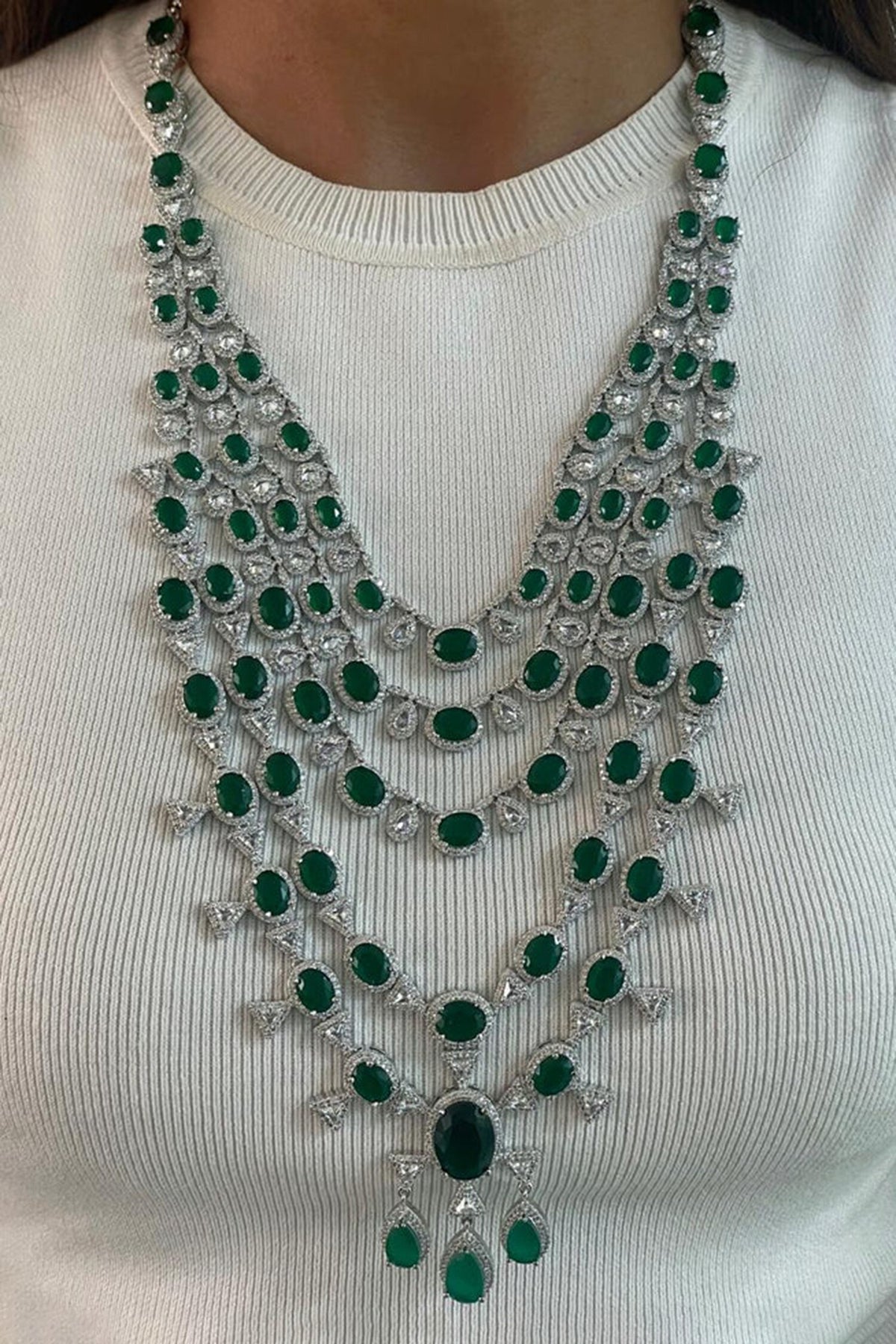 Maharani Three-Layered Floret Necklace & 5 Layered Necklace Set 
