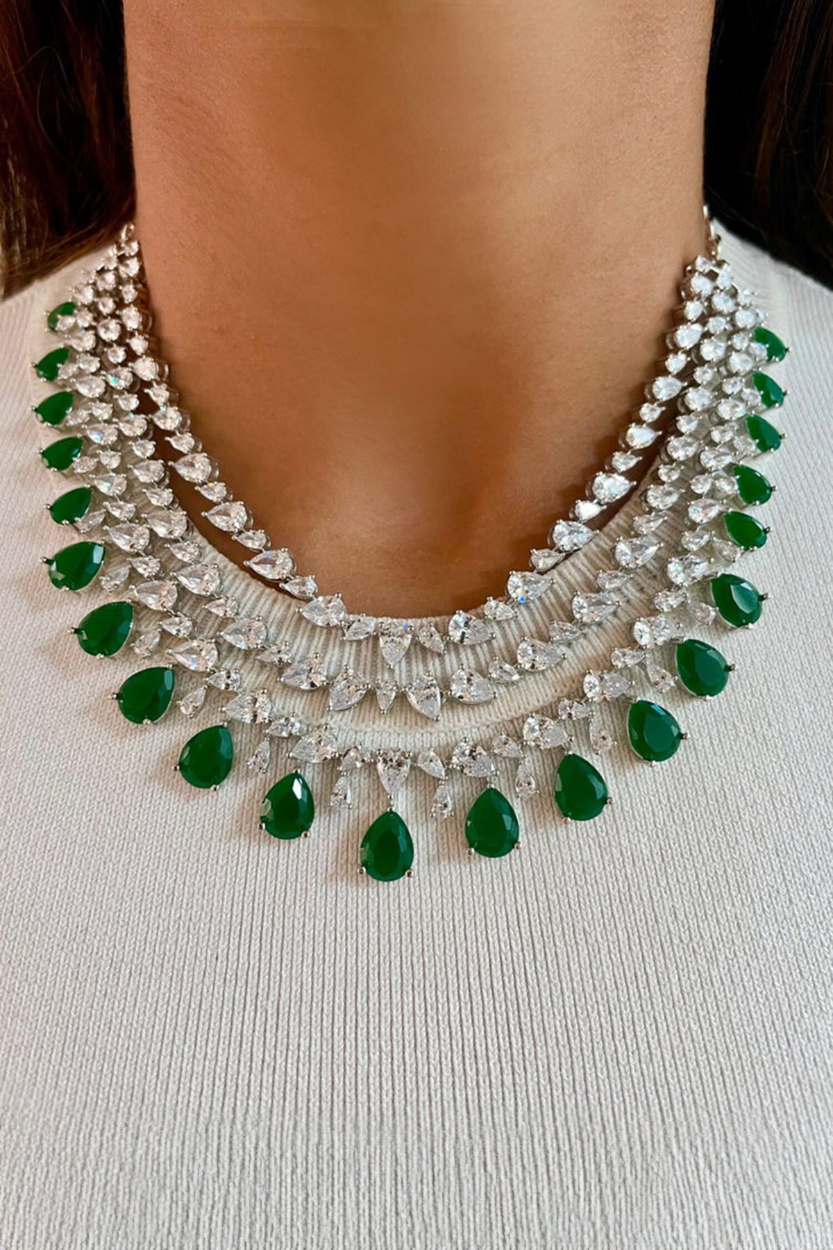 Maharani 3 & 4 Layered Diamond Embellished Necklace Set 