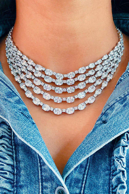 Celine Layered Diamond Embellished Necklace Set 