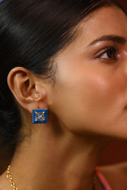 Oceanic Opulence Enamelled Zircon Studs 