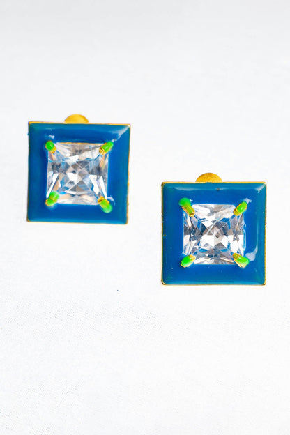 Oceanic Opulence Enamelled Zircon Studs 
