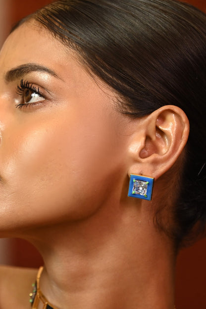 Oceanic Opulence Enamelled Zircon Studs 